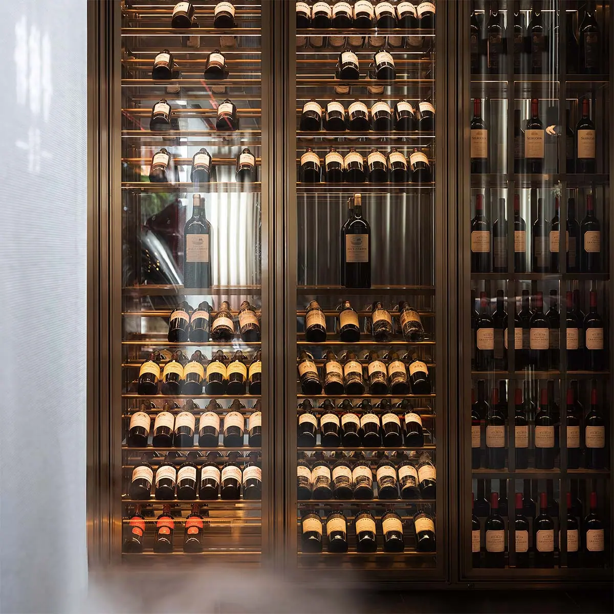 built in wine fridge cabinet